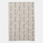 Gentle Repeated Word Pattern Cozy, Calm & Soft  Theedoek (Verticaal)