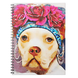 Gentle Soul Pitbull Pet Portret Waterverf Art Notitieboek