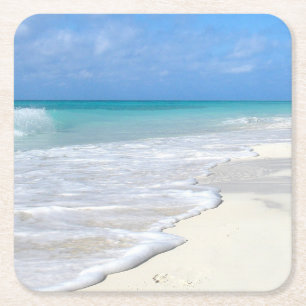 Gentle Surf White Sand Beach Vierkante Kartonnen Onderzetter