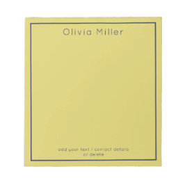 Gentle Warm Yellow Minimalist Notepad Notitieblok