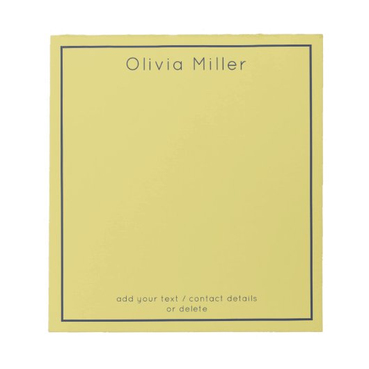 Gentle Warm Yellow Minimalist Notepad Notitieblok (Voorkant)
