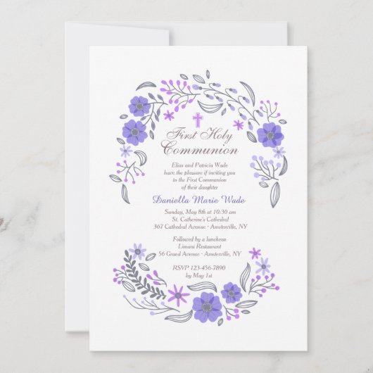 Gentle Whisper Lavender Invitation Kaart (Voorkant)