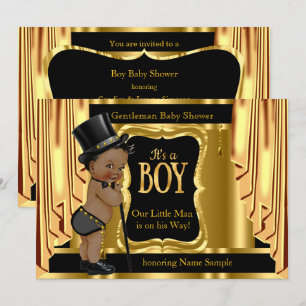 Gentleman Baby shower Black Gold Drapes Ethnic Kaart
