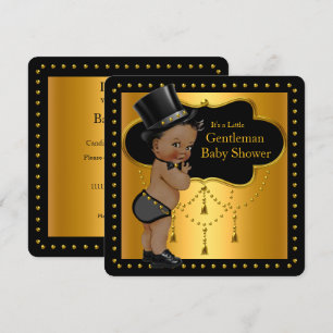 Gentleman Baby shower Cute Boy Tophat Ethnic Kaart