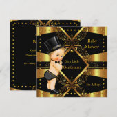 Gentleman Baby shower Gold Boy Tophat Blonde Kaart (Voorkant / Achterkant)