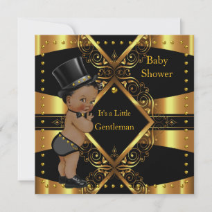 Gentleman Baby shower Gold Boy Tophat Ethnic Kaart