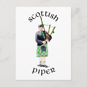 Gentleman Bagpiper in Green Kilt Briefkaart