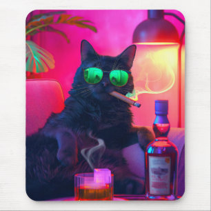 Gentleman Cat Drink Whiskey Funny Bar Muismat