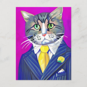 Gentleman Cat in een pak en Stropdas Briefkaart