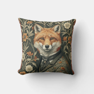 Gentleman Fox in avondkleding Vintage woudlandscha Kussen