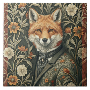 Gentleman Fox in Avondkleding Vintage Woudlandscha Tegeltje