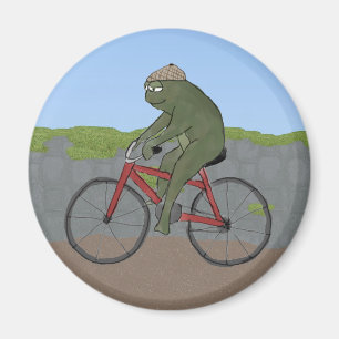Gentleman Frog op een fiets Magnet Magneet