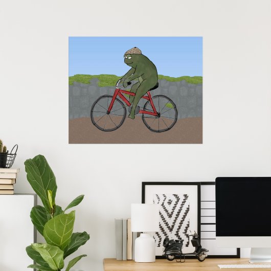 Gentleman Frog op een Poster van een fiets (Thuiskantoor)
