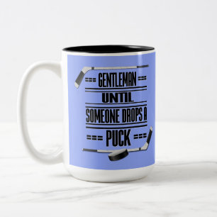 Gentleman Ice Hockey Humor Light Blue Tweekleurige Koffiemok