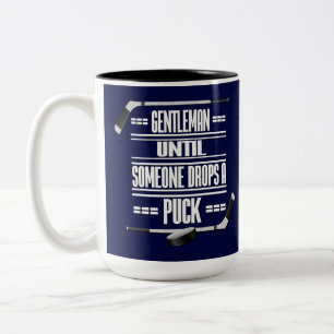 Gentleman Ice Hockey Humor Navy Blue Tweekleurige Koffiemok