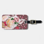 Gentleman Pig met Roos Bagagelabel Romantic (Voorkant horizontaal)