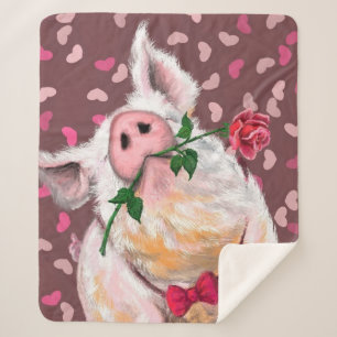 Gentleman Pig - Romantic - Funny Sherpa Deken