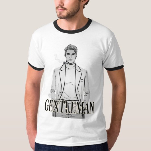 Gentleman Pipe Portrait T-shirt (Voorkant)