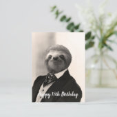 Gentleman Sloth Birthday Kaart (Staand voorkant)