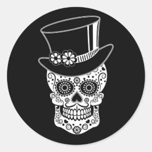 Gentleman Sugar Skull Ronde Sticker