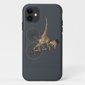 Gentleman Velociraptor die een onicyle bestuurt iPhone 11 Hoesje