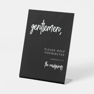 Gentlemen Simple Wedroom Bathroom Basket Sign Reclamebord Met Voetstuk