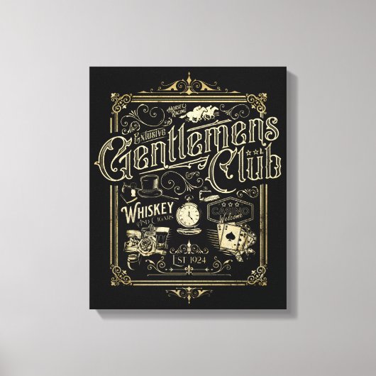 Gentlemen's Club Retro Poster Canvas Afdruk (Voorkant)