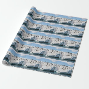 Gentoo Penguin Antarctica Iceberg Speeltijd Cadeaupapier