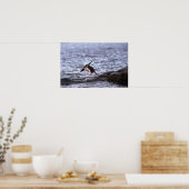 Gentoo Penguin Jumping in water Poster (Keuken)