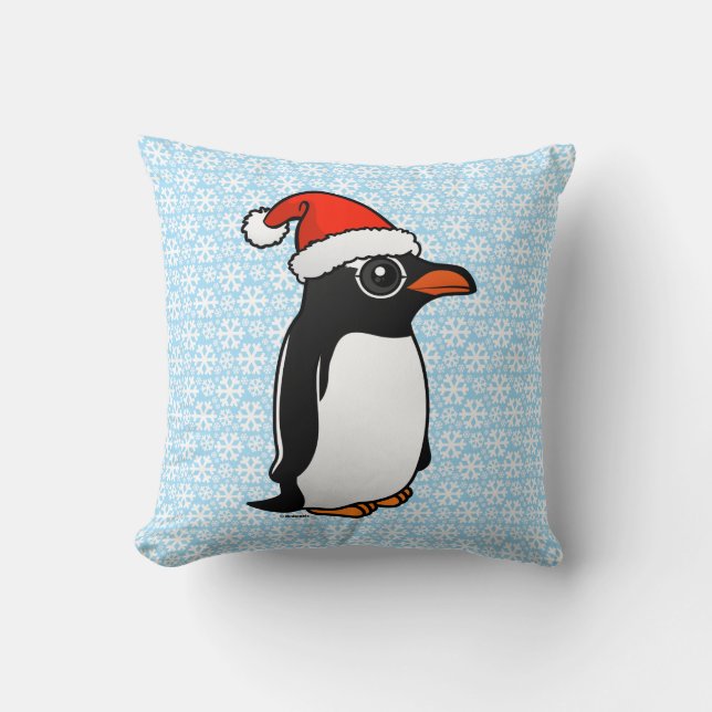 Gentoo Penguin Santa Kussen (Voorkant)