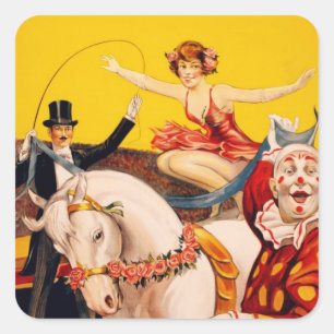 Gentry Bros. Circus Poster ft. Miss Louise Hilton Vierkante Sticker