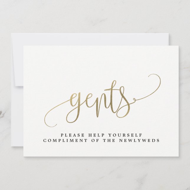 Gents Wedding Bathroom Sign — Lovely Calligraphy (Voorkant)