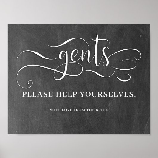 Gents Wedding Bathroom Sign Poster (Voorkant)