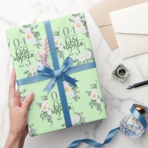 Gentse Rozen met witte Waterverf Eucalyptus Cadeaupapier