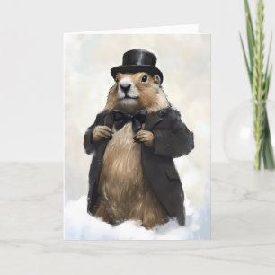 Gentteman Groundhog Funny Feestdagen Kaart