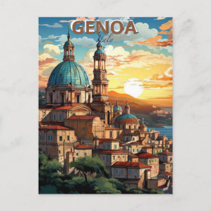 Genua, Italië, Een ansichtkaart van een stad met Briefkaart
