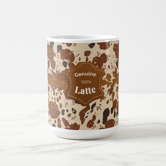 Genuine 100% Latte Cowhide Pattern Mug | Neutral Koffiemok (Center)