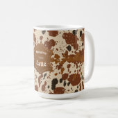 Genuine 100% Latte Cowhide Pattern Mug | Neutral Koffiemok (Voorkant rechts)