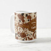 Genuine 100% Latte Cowhide Pattern Mug | Neutral Koffiemok (Voorkant links)