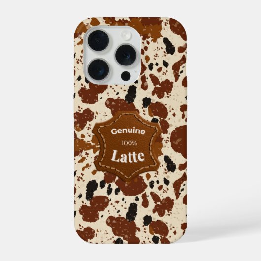 Genuine 100% Latte Cowhide Pattern | Neutral  iPhone Hoesje (Achterkant)
