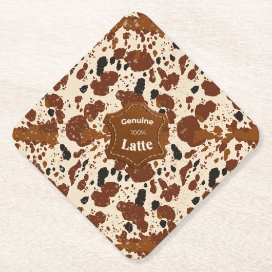 Genuine 100% Latte Cowhide Pattern | Neutral  Kartonnen Onderzetters (Voorkant)