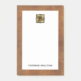 Genuine Leather Look Monogram Name Post-it® Notes