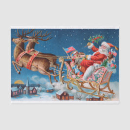 Genuine (not AI) Vintage, Victorian Santa Sleigh T Tissuepapier