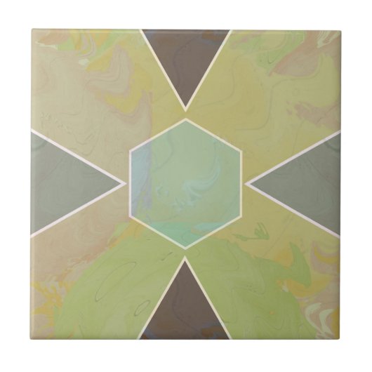 Geo Abstract Pastel Marble Olive Green Tegeltje (Voorkant)