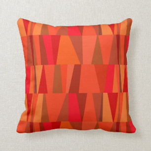 Geo Abstracte Driehoek Patchwork   vurig oranje ro Kussen