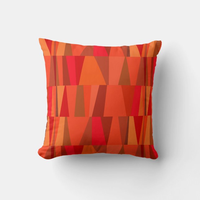 Geo Abstracte driehoekspatchwork | oranje rood Kussen (Voorkant)