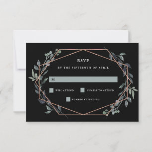 Geo Black vert   Rose Gold Wedding RSVP