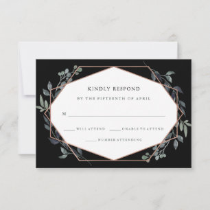 Geo Black vert   Rose Gold Wedding RSVP
