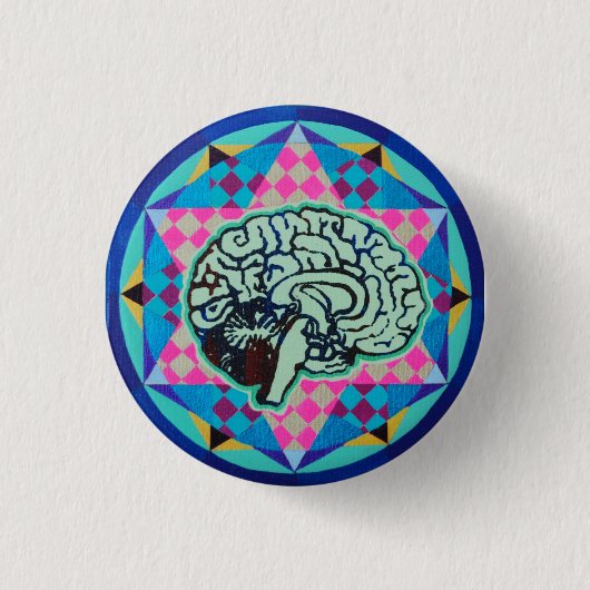 Geo-Brain Ronde Button 3,2 Cm (Voorkant)