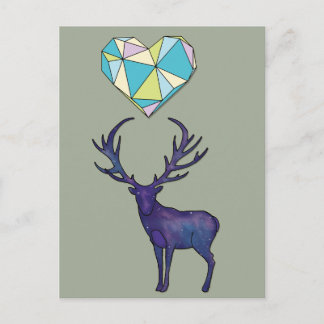 Geo Deer Heart Poster Briefkaart